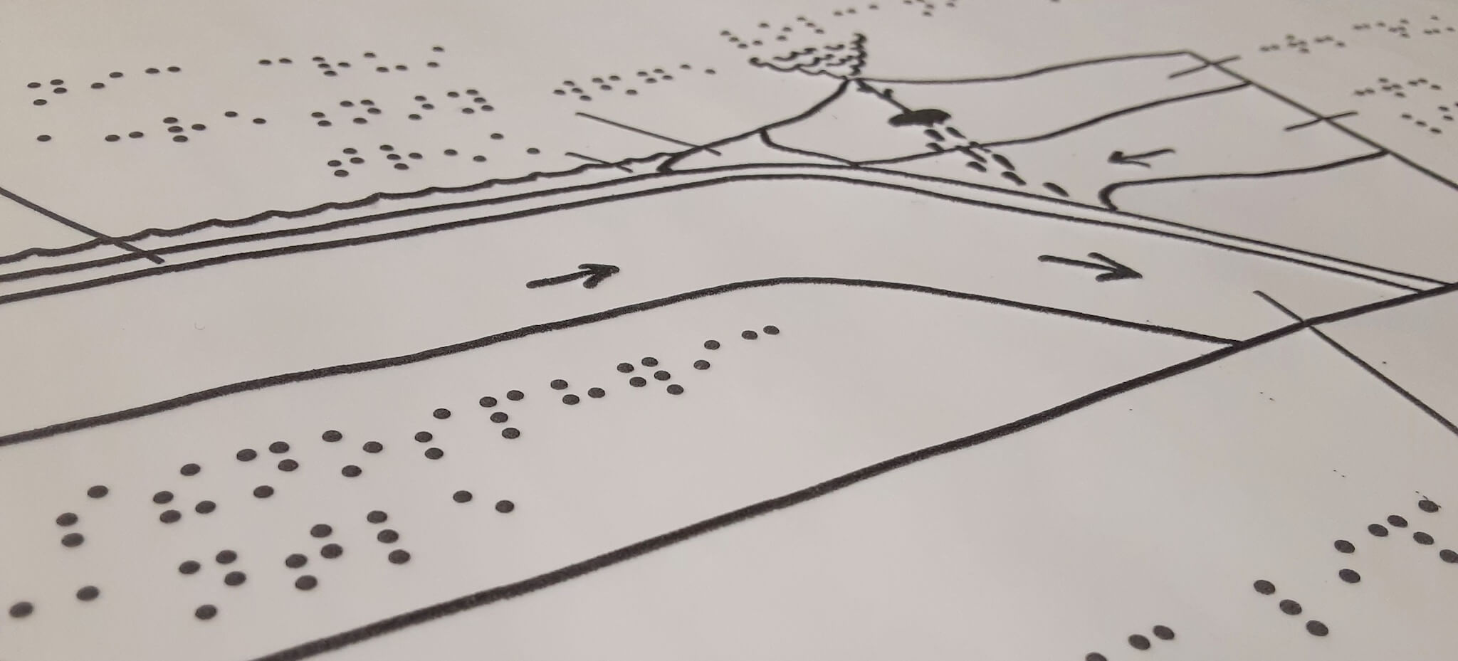 Rock cycle image printed in braille font